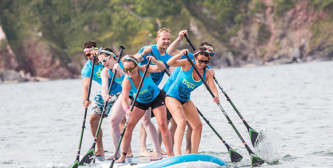 Racing on inflatable paddle board