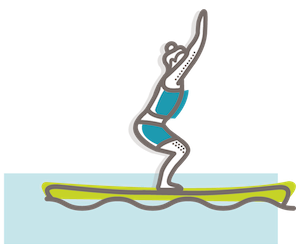 SUP yoga chair pose illustration