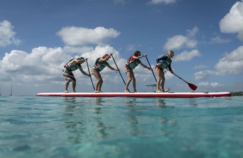 family of four on a 22ft paddle board together