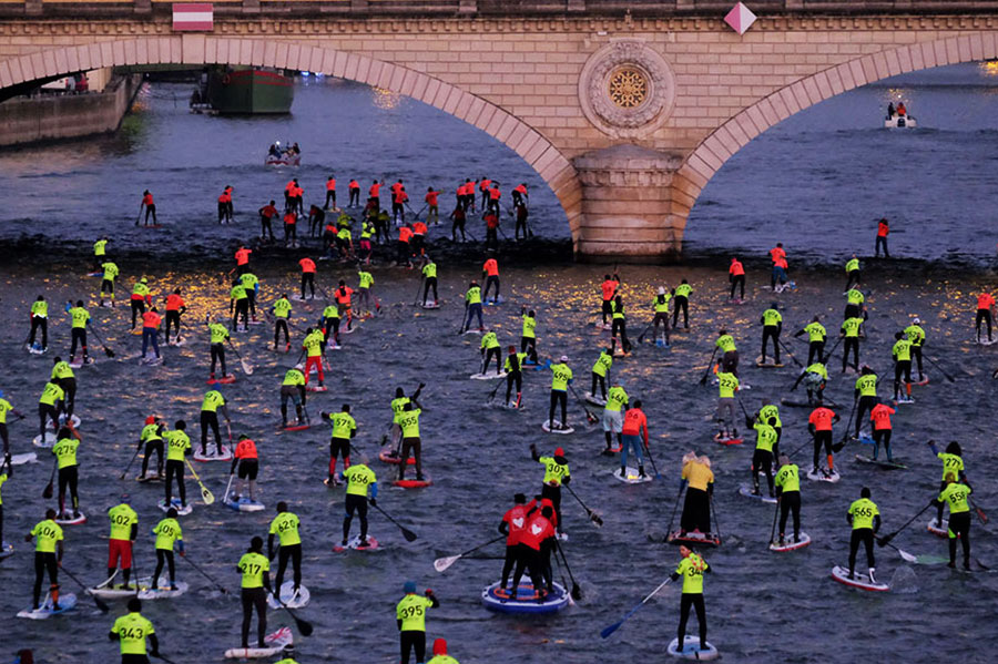 Paddlers take part in Nautic SUP Open in Paris